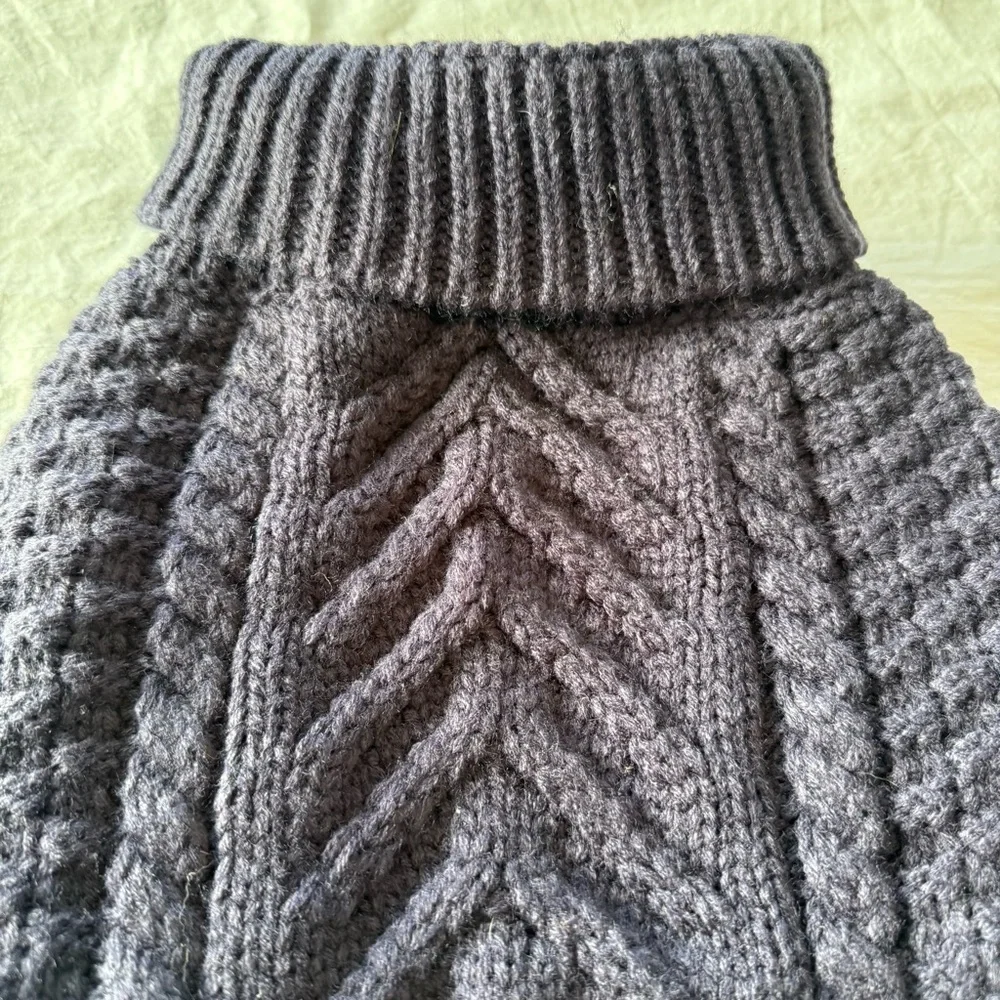 Fab Dog Navy Cable Knit Turtleneck Sweater, NWT, Size 20”